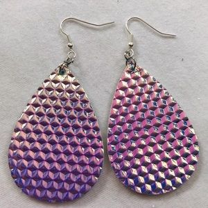 2 FOR $13 leather teardrop earrings pink/purple